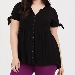 TORRID SIZE 2X Super Soft Bow Sleeve Babydoll Tee